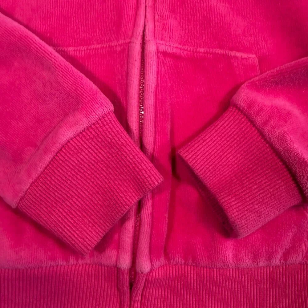 Girls JUICY COUTURE Velour Shocking Pink Full Zip Hoodie Sweatshirt 5T